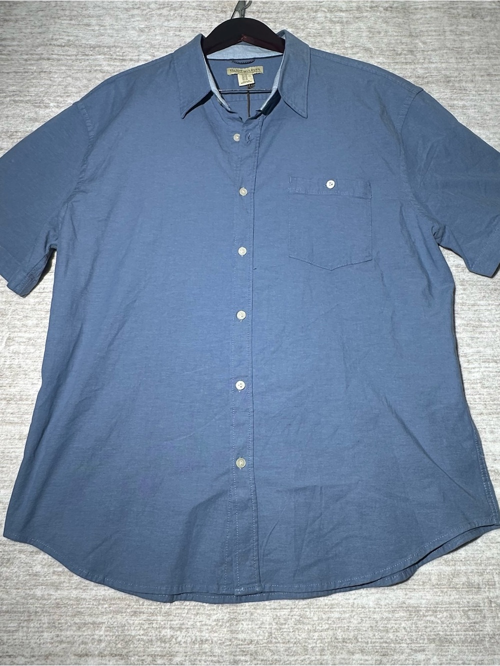 Men's Casual Short-Sleeve Button-Down Shirt by Elliot Mulryan — Slate Blue